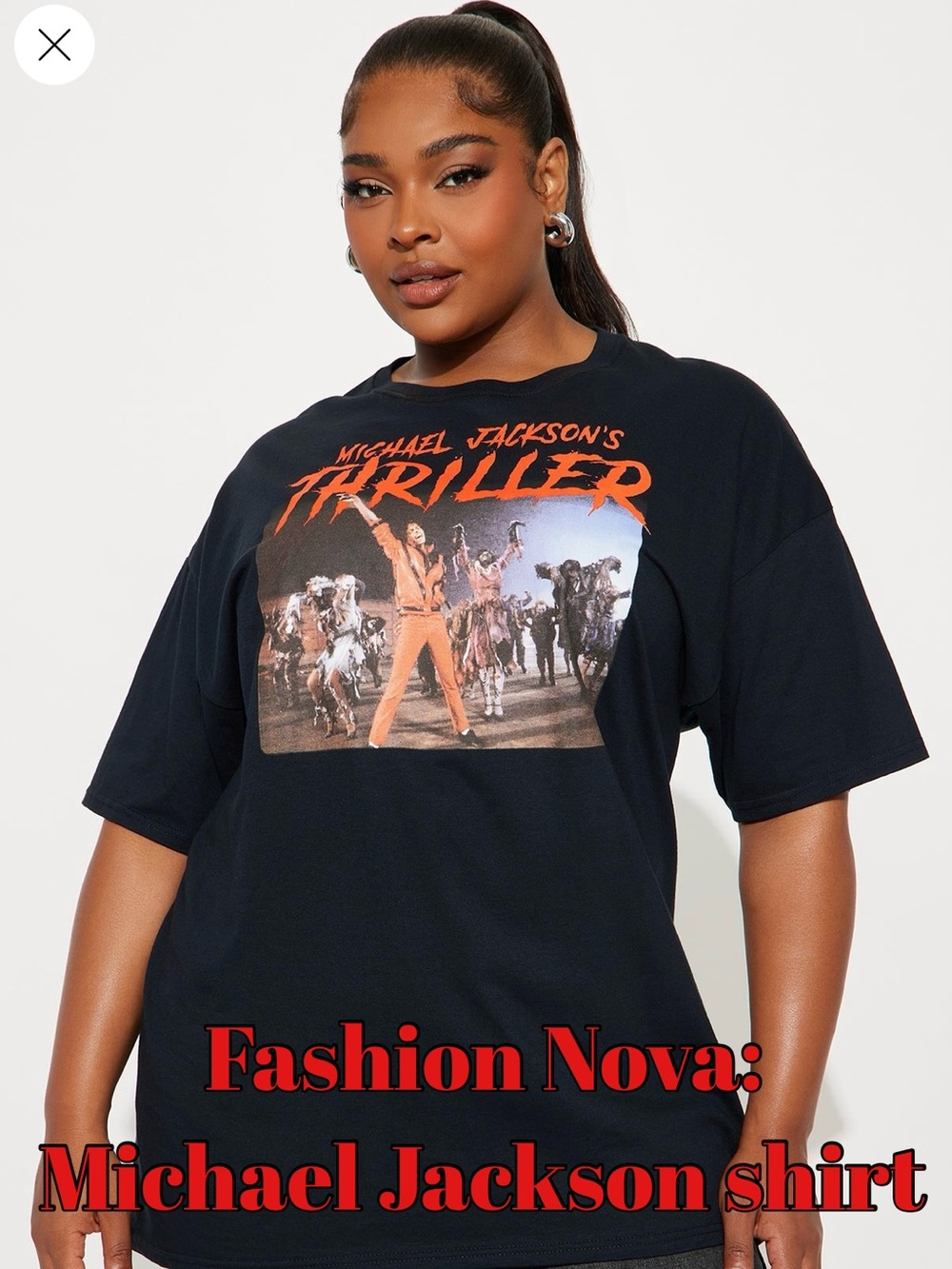Fashion Nova Black Graphic 'Thriller' Short Sleeve Tee